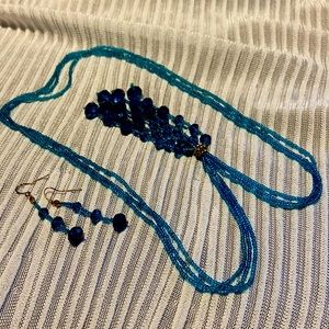 Triple Strand Swarovski Beads w/ Earrings